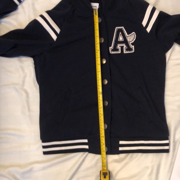 BLUE CRUSH VARSITY HOODIE JACKET SNAP FRONT YOUTH LARGE NAVY WHITE STRIPE #091 - Picture 10 of 11